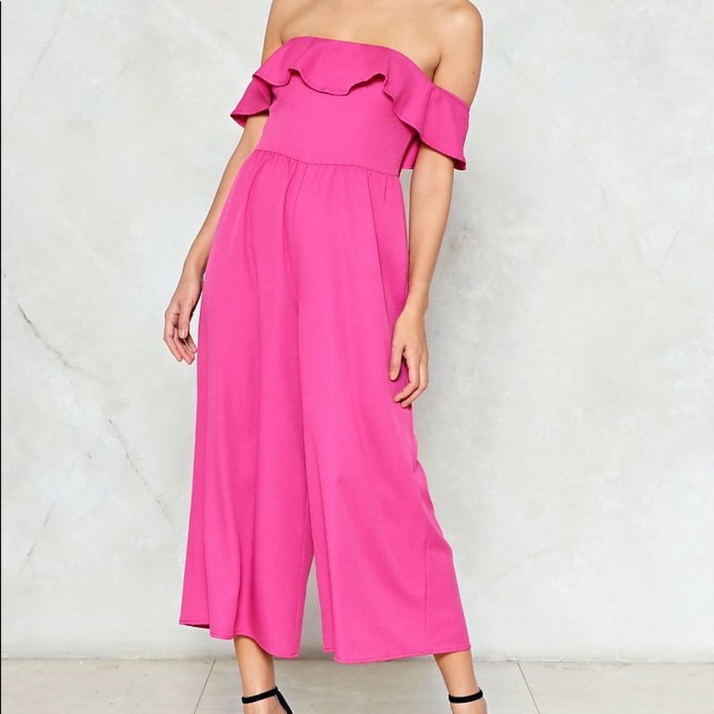 Nasty Gal Hot Pink Culotte Jumpsuit